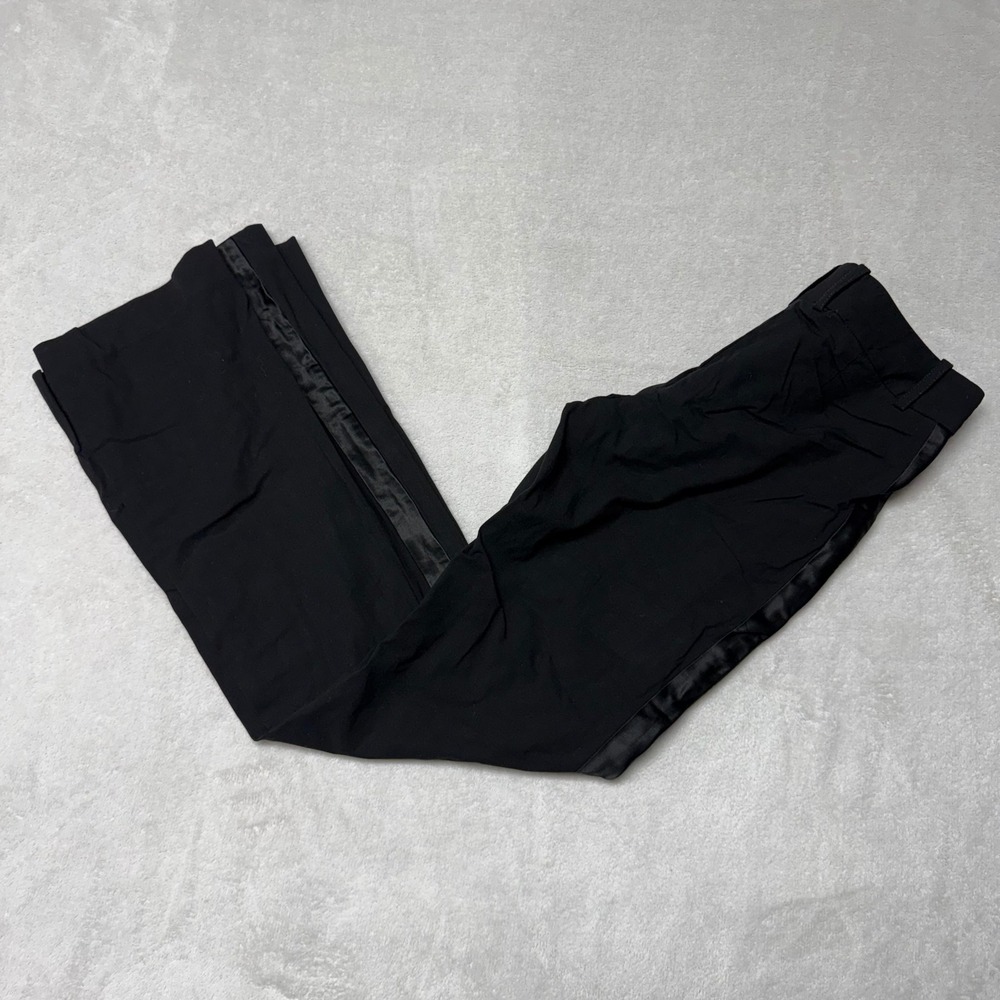Guess Collection Black Tuxedo Flare Dress‎ Pants Satin Side Stripe G2450144 2